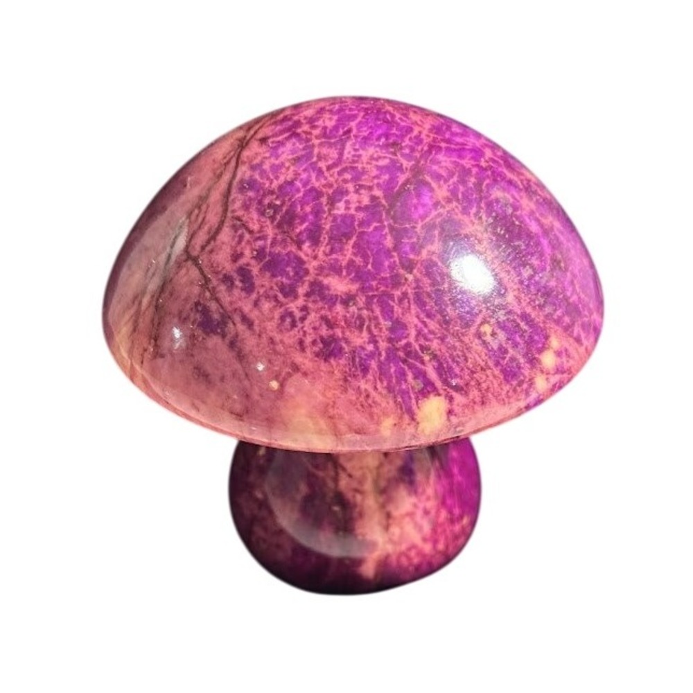 Vintage Alabaster Hand Carved Mushroom Made in Italy Purple Stone‎ Figurine